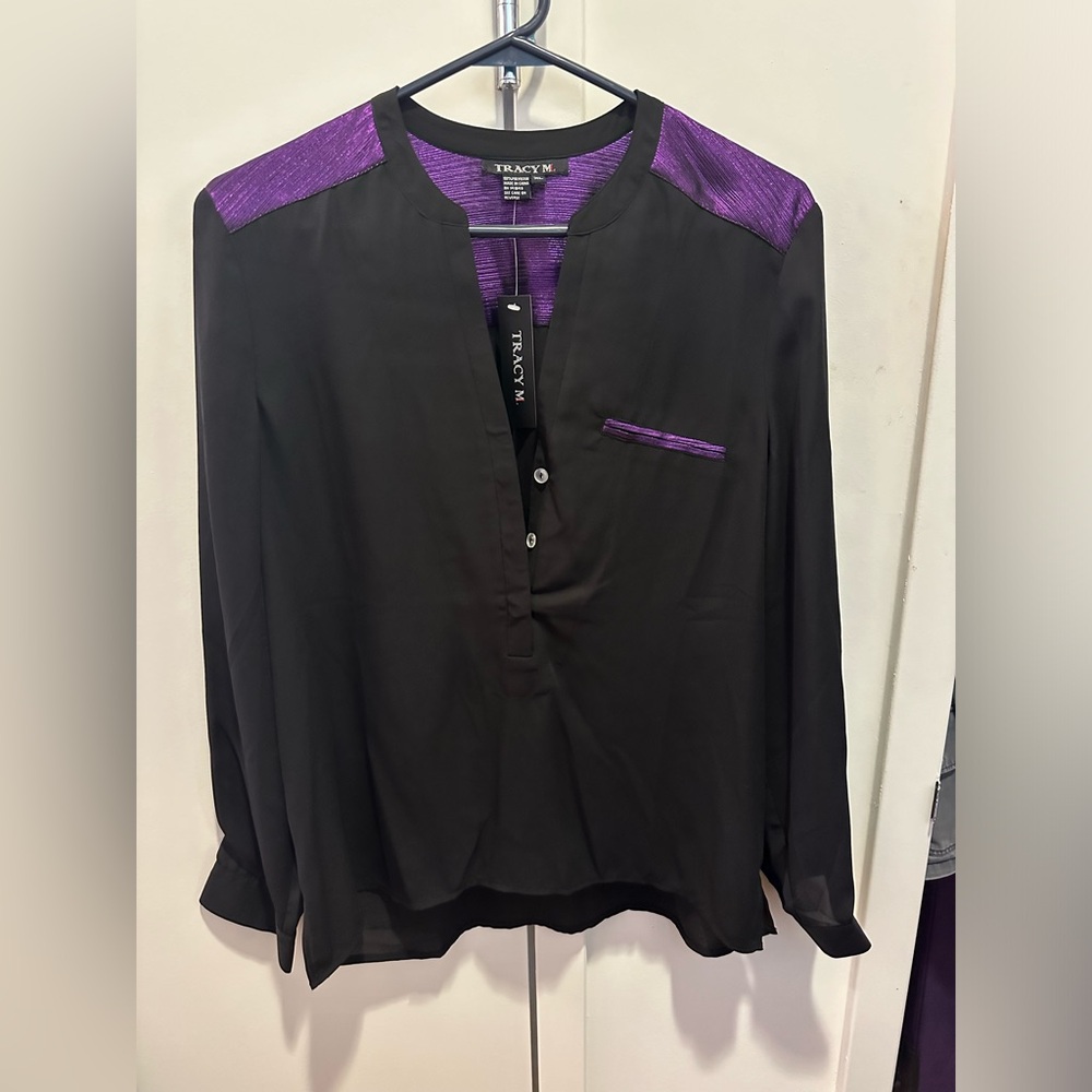 🆕 Tracy M Metallic Purple Blouse